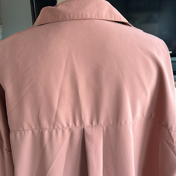 Jodifl rust split neck collar dolman sleeve hi lo oversized blouse - Picture 10 of 16